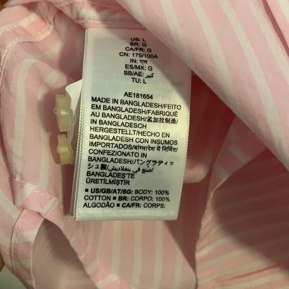 Pink & White button down shirt, Cotton, New, Large - Picture 4 of 4